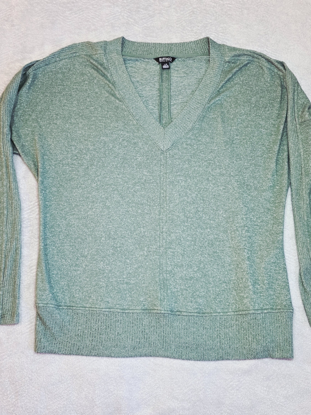 Buffalo David Bitton Sage Green V-Neck Sweater — Women's L